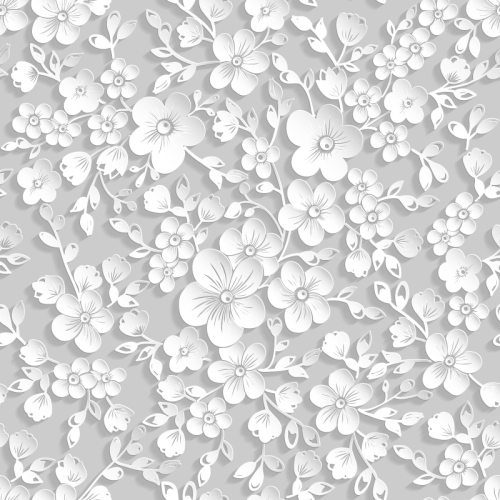 White paper flowers seamless background vector