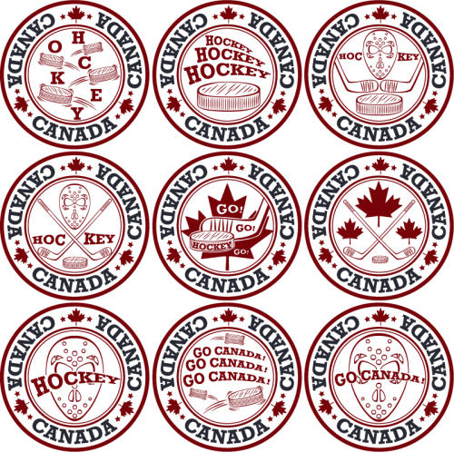 9 Canadian hockey tag Vectors