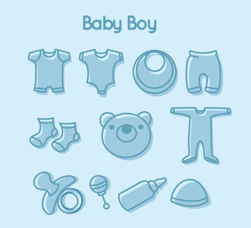11 models blue baby supplies icon vector material