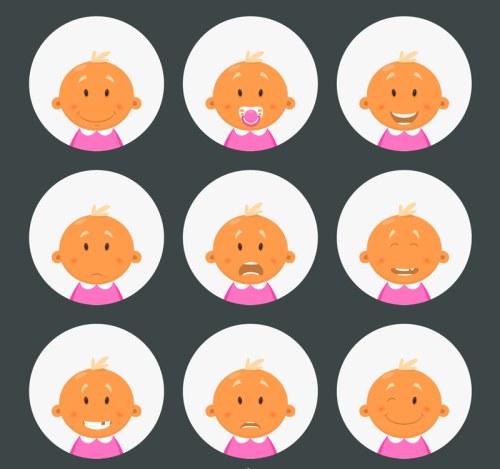 9 Cute baby picture vector material