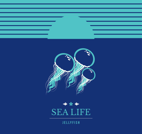 Painted undersea jellyfish vector material