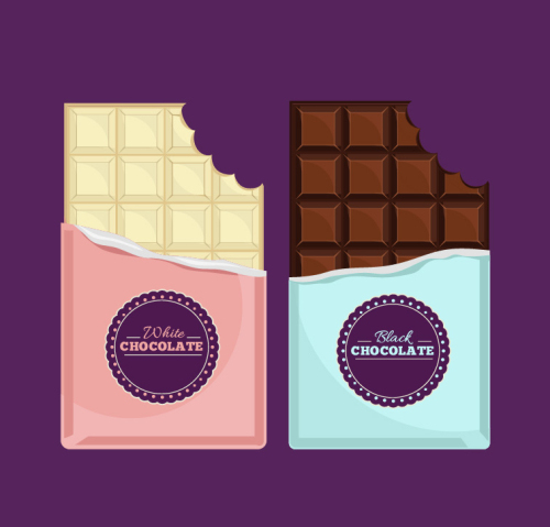 2 delicious plate-shaped chocolate vector material