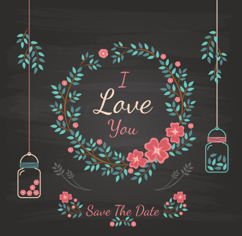 Colored garland blackboard Vector material