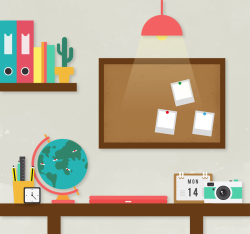 Study desk tidy illustrator vector material