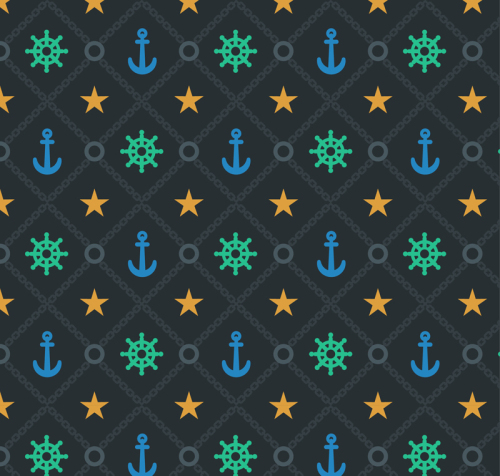 Nautical elements vector seamless background color