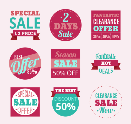 9 fashion promotional tag vector material