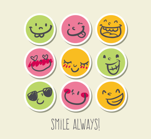 9 circular paper smiley vector material