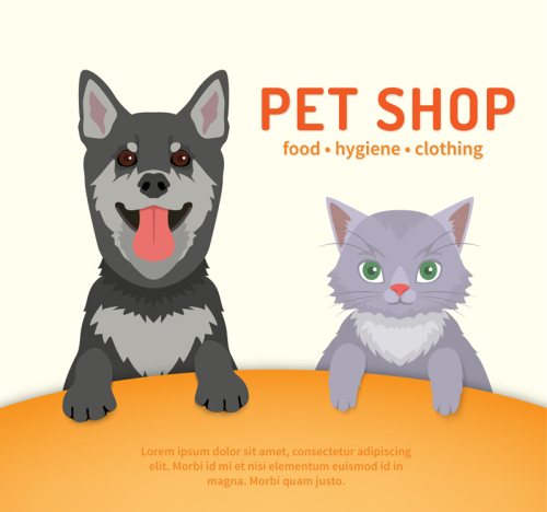 Cute pet shop poster vector material