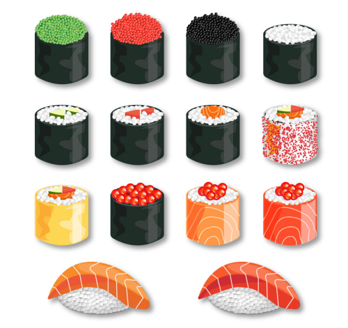 Fourteen paragraph delicious sushi vector material