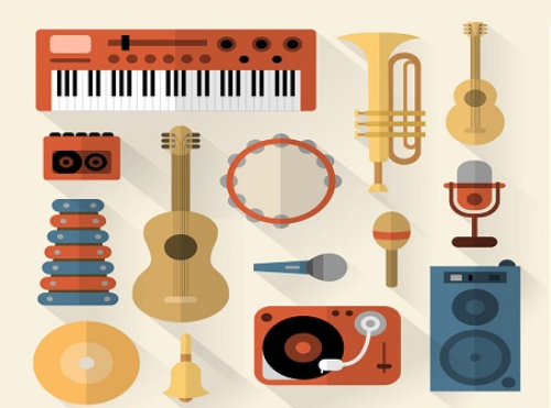 14 flat music equipment vector