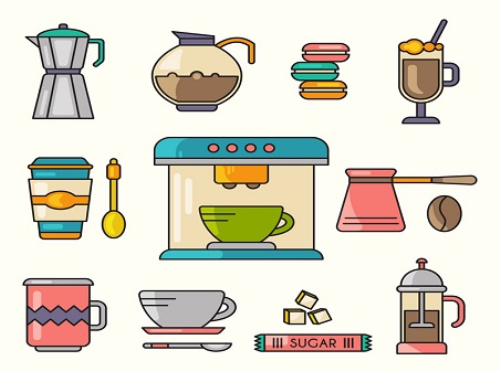 11 color coffee element vector